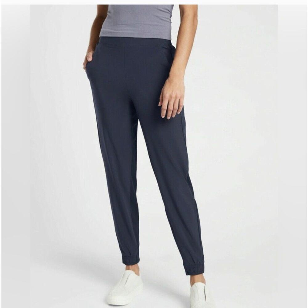 Athleta Jogger‎ Pants Womens 4 Small Navy Blue Mid Rise Stretch Athleisure Gym